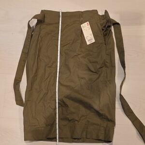 Uniqlo Khaki Midi Pencil Skirt with Belt 98% Cotton with Tags Size S